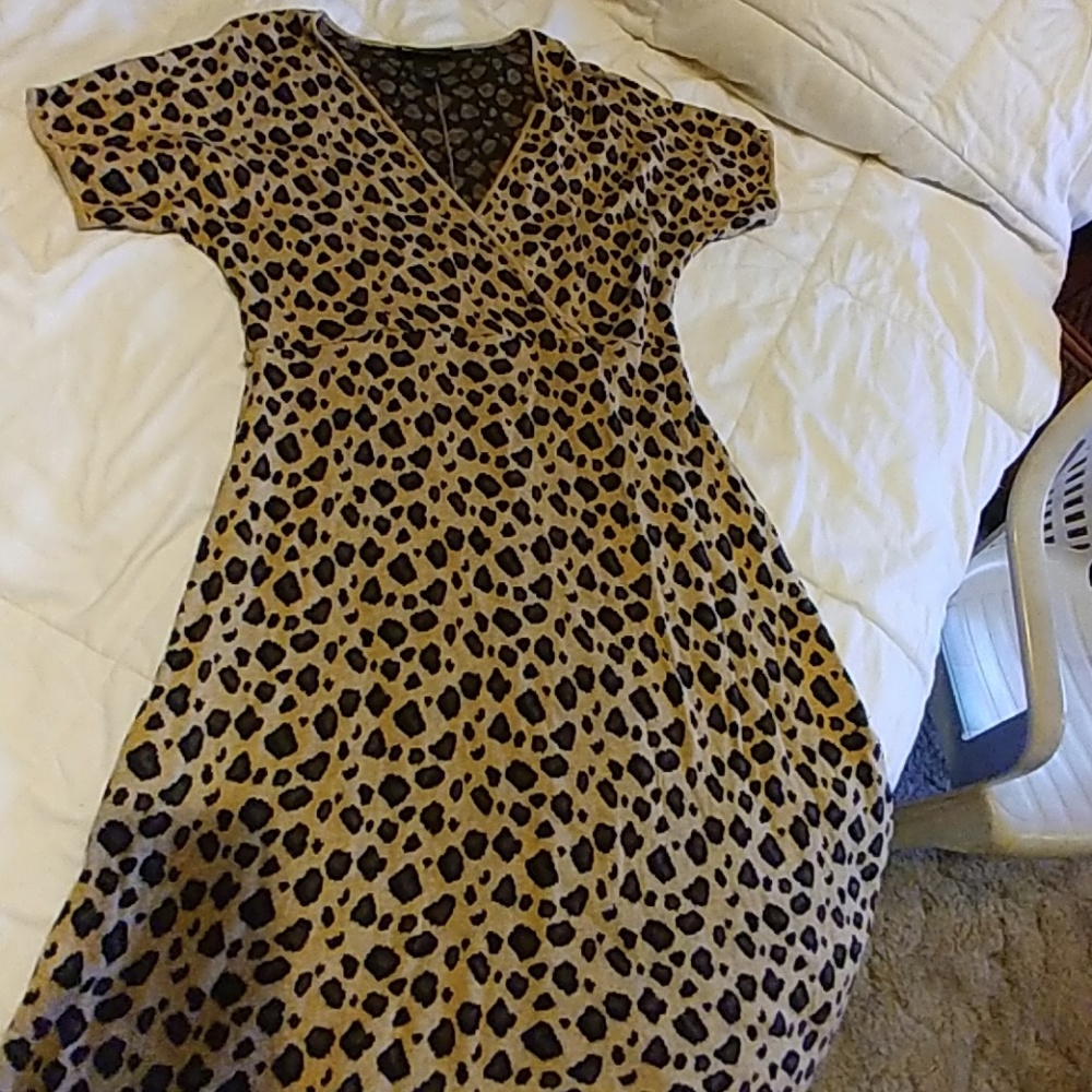 Leopard print sweater dress